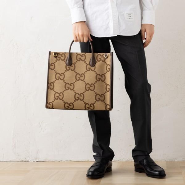 GUCCI（グッチ） トートバッグ ジャンボGG キャンバス ブラウン メンズ