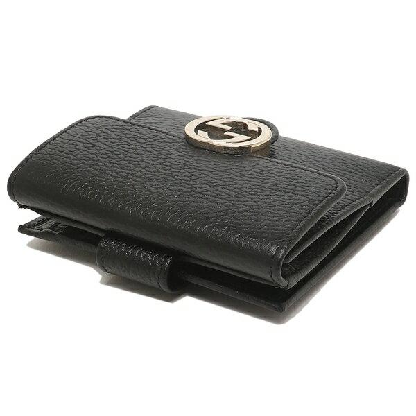 GUCCI コンパクトウォレット　二つ折り財布 615525 グッチ GUCCI 615525 CAO0G 1000 Wホック折財布 ブラック 黒 インター