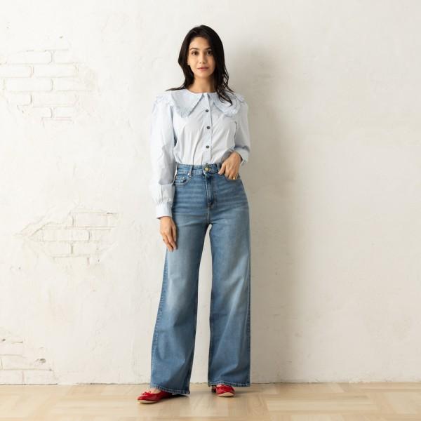 【定価4.6万】GANNI デニムシャツ ブラウス ピーターパンカラー 定価4.6万】GANNI デニムシャツ ブラウス ピーターパンカラー