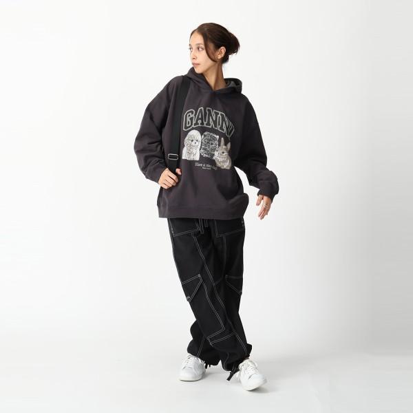 GANNI（ガニー） パーカー フーディー アニマル ブラック レディース