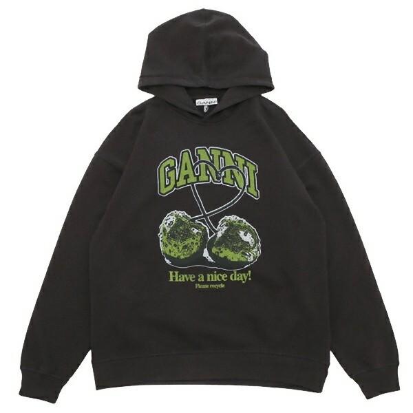 ガニー パーカー フーディー チェリー さくらんぼ ブラック レディース GANNI T4285 252 GANNI（ガニー） パーカー フーディー チェリー さくらんぼ ブラック