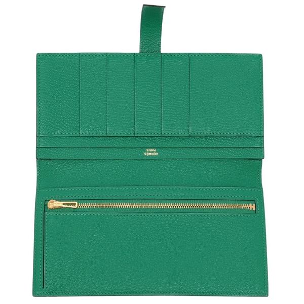 HERMES エルメス 長財布 ベアンスフレ ミント U刻印 グリーン
