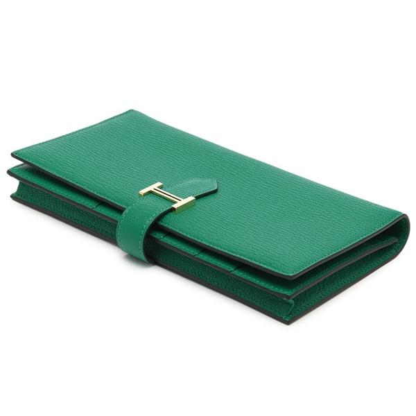 HERMES エルメス 長財布 ベアンスフレ ミント U刻印 グリーン