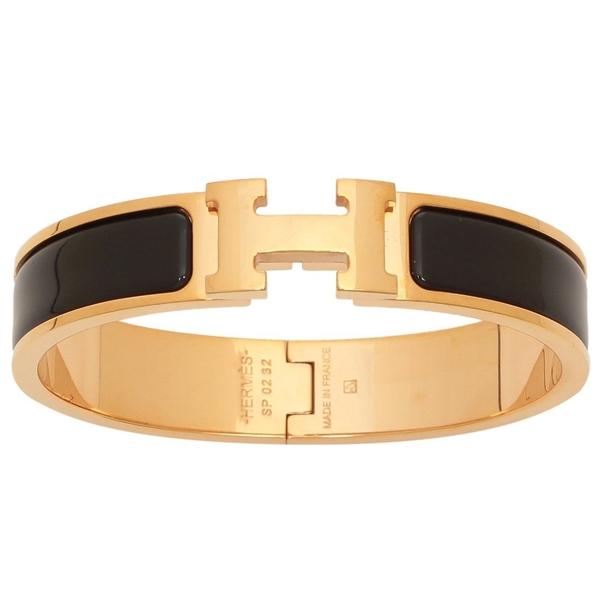 エルメス ブレスレット バングル クリックH PM ピンクゴールドプレーテッド ノアール ブラック レディース HERMES H700001 FO 01の画像
