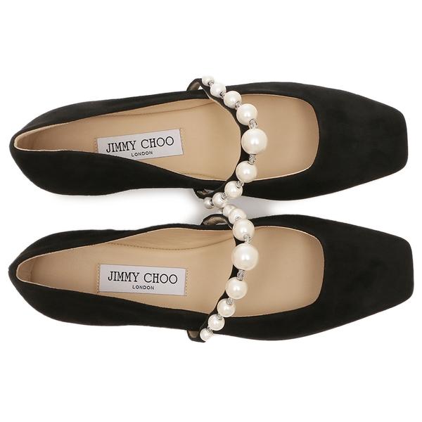ジミーチュウ バレエシューズ フラットシューズ アデフラット ブラック ホワイト レディース JIMMY CHOO ADEFLAT SZR 27409655の画像