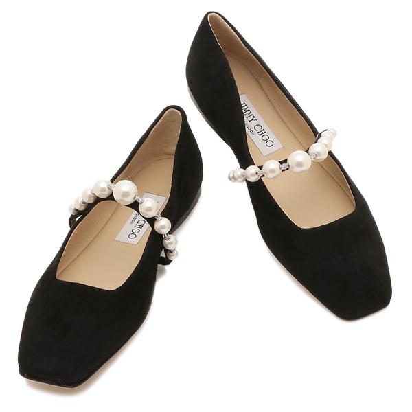 ジミーチュウ バレエシューズ フラットシューズ アデフラット ブラック ホワイト レディース JIMMY CHOO ADEFLAT SZR 27409655の画像