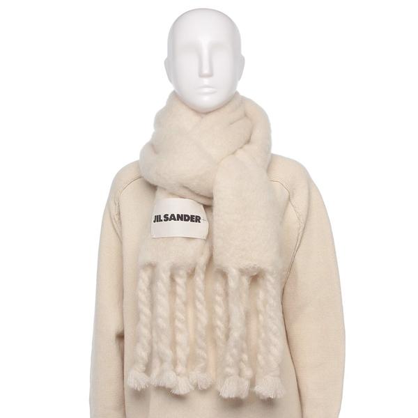 ジルサンダー マフラー JIL SANDER+ ジルサンダープラス ワイド ロゴラベル ホワイト メンズ レディース JIL SANDER J40TE0118 J40041 100