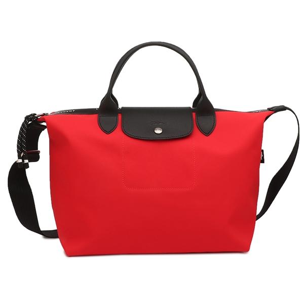 Longchamp赤 ナイロン ビジネスバッグ レザー ハンドル