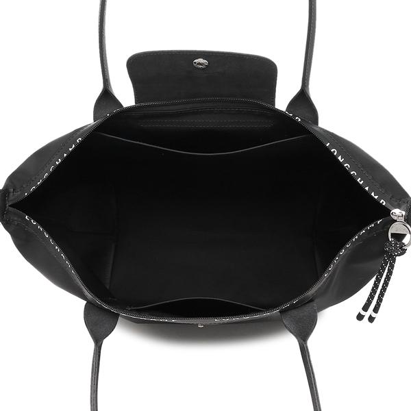 【極美品】ロンシャン ロゴ トートバッグ ブラック ナイロン レザー Longchamp ロンシャン ロゴ トートバッグ ナイロン素材