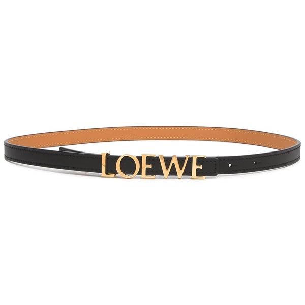 LOEWE（ロエベ） ベルト ロゴバックル ナローベルト ブラック ゴールド