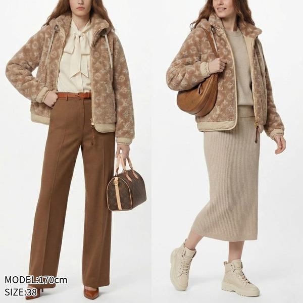 Louis Vuitton ジップアップブルゾン ハイネック ベージュ 36 柔らかな色合い♪】ルイヴィトン☆モノグラムジャケット (Louis