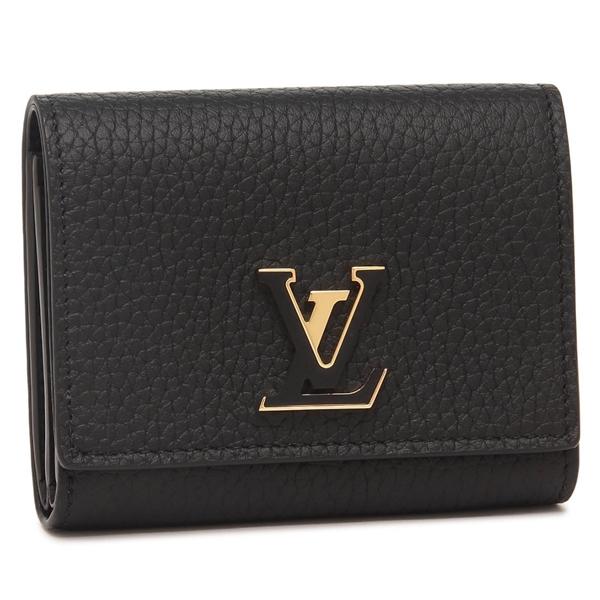 ルイヴィトン 二つ折り財布 ポルトフォイユ カプシーヌ タイニー LVロゴ ミニ財布 ブラック レディース LOUIS VUITTON M12149 | LOUIS VUITTON