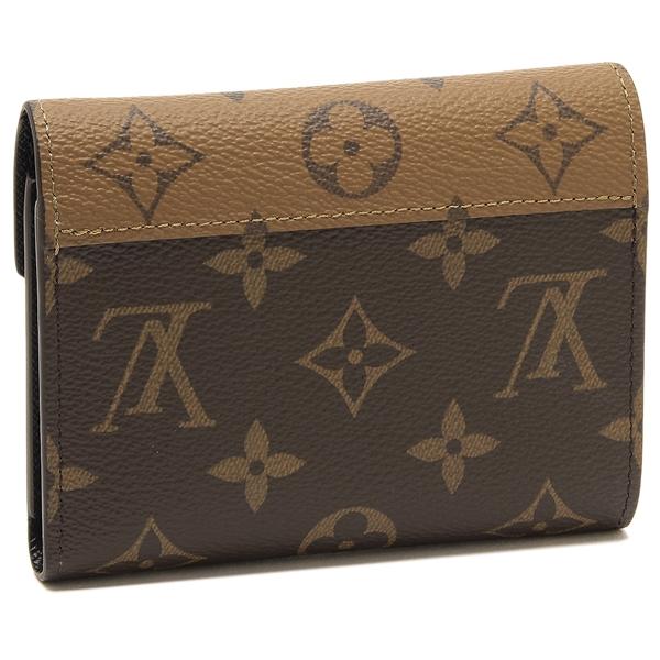 ルイヴィトン 三つ折り財布 ポルトフォイユヴィクトリーヌ ブラウン レディース LOUIS VUITTON M81557の画像