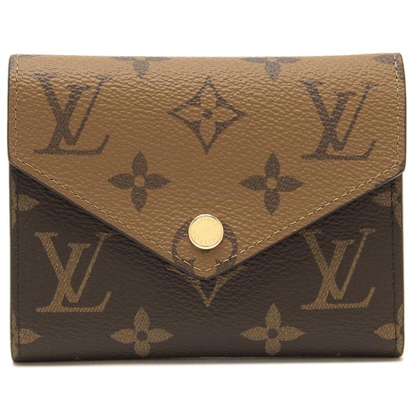 ルイヴィトン 三つ折り財布 ポルトフォイユヴィクトリーヌ ブラウン レディース LOUIS VUITTON M81557の画像