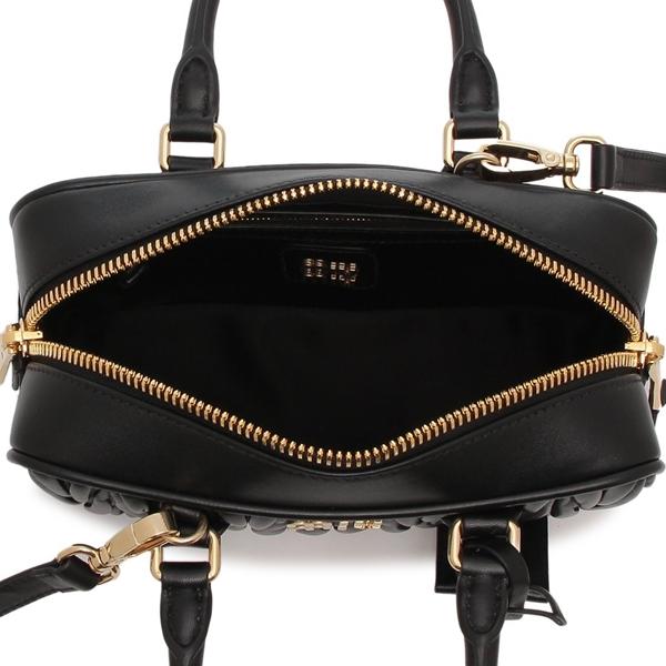 MIUMIU ブラック ハンドバッグ MIUMIU ミュウミュウ VITELLO LUX 2way ハンドバッグ ブラック系