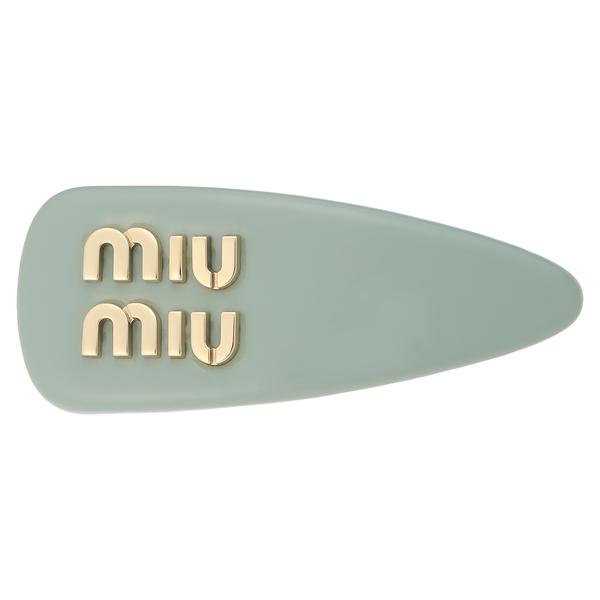 MIUMIU パールグレー パテントレザーヘアクリップ miu miu（ミュウミュウ） ヘアクリップ バレッタ パテントレザー ヘア