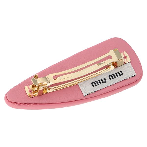 MIUMIU パテントヘアレザークリップ ピンク miu miu（ミュウミュウ） ヘアクリップ バレッタ パテントレザー ヘア
