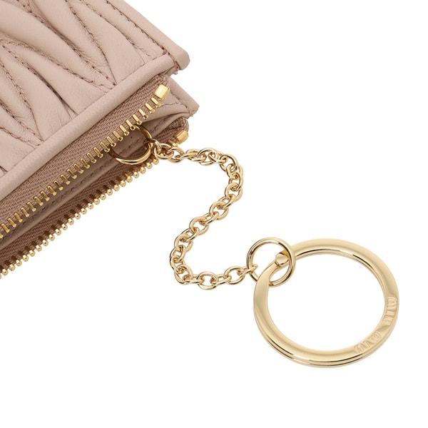 ミュウミュウ　ケース　マテラッセ　ナッパ　ピンクベージュ　ラウンドジップ miu miu（ミュウミュウ） カードケース ミヌテリア マテラッセ ナッパ