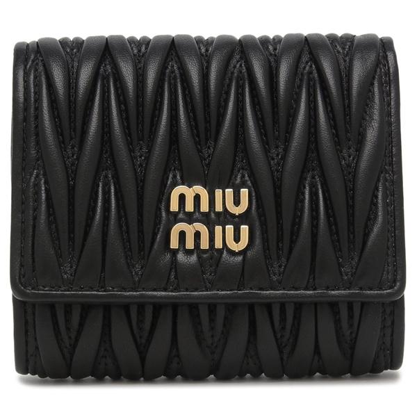miu ミュウミュウ 三つ折り財布 ブラック レディース MIU 5MH033 miu ミュウミュウ 三つ折り財布 ブラック レディース MIU 5MH033