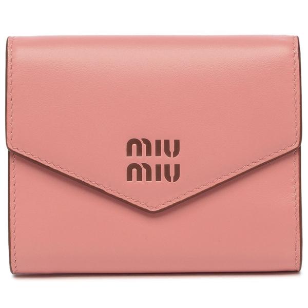 miu miu（ミュウミュウ） 三つ折り財布 ピンク ブラウン レディース