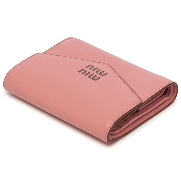 miu miu（ミュウミュウ） 三つ折り財布 ピンク ブラウン レディース