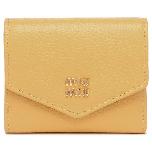 ミュウミュウ 三つ折り財布 ヴィッテロダイノレザー ミニ財布 イエロー レディース MIU MIU 5MH043 ADT7 F0F06の画像