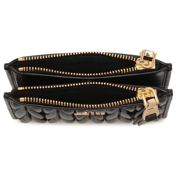 miu miu（ミュウミュウ） 二つ折り財布 マテラッセ ブラック ゴールド