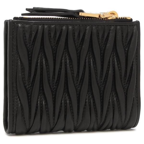 【人気✨】 ミュウミュウ 二つ折り財布 マテラッセ ラウンドジップ ブラック 黒 miu miu（ミュウミュウ） 二つ折り財布 MATELASSE マテラッセ 5ML024