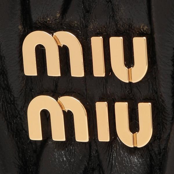 miu miu（ミュウミュウ） 二つ折り財布 マテラッセ ブラック ゴールド