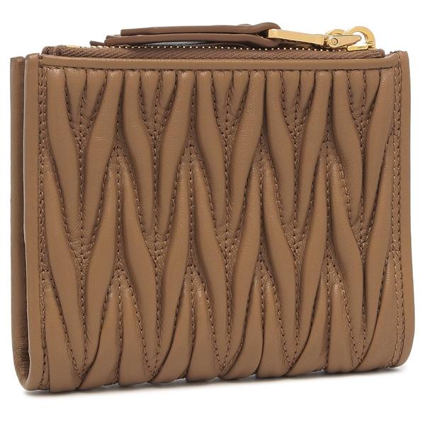 ミュウミュウ 二つ折り財布 マテラッセ ブラウン ゴールド レディース MIU MIU 5ML024 AFPP F098Lの画像