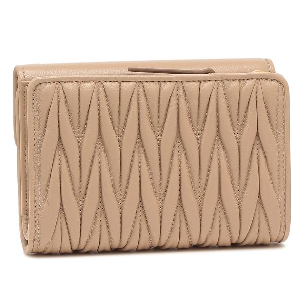 miu ミュウミュウ 二つ折り財布 マテラッセ ベージュ レディース MIU  