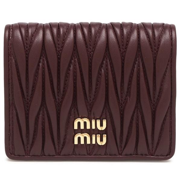 miu miu（ミュウミュウ） 二つ折り財布 マテラッセ ワインレッド