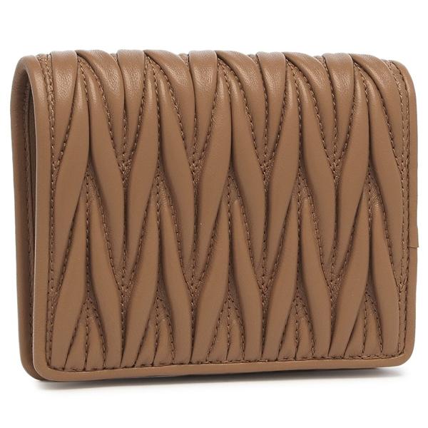 極美品　miu miu スタッズ　長財布 ブラウン miu miu（ミュウミュウ） 二つ折り財布 マテラッセ ブラウン ゴールド