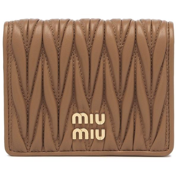 miu miu（ミュウミュウ） 二つ折り財布 マテラッセ ブラウン ゴールド