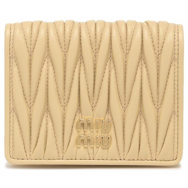 miu miu（ミュウミュウ） 二つ折り財布 マテラッセ ベージュ