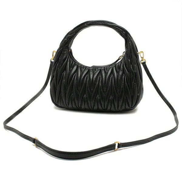 MIU MIU マテラッセ ホーボー ショルダーバッグ2wayブラック miu miu（ミュウミュウ） ハンドバッグ ショルダーバッグ ワンダー