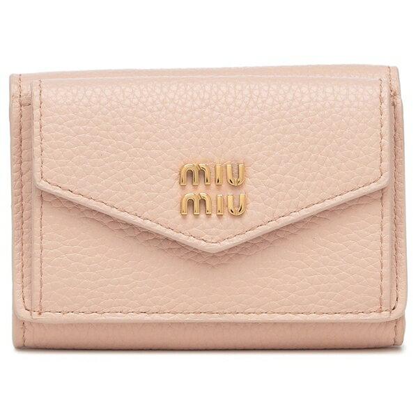 ミュウミュウ 三つ折り財布 ヴィッテロダイノレザー ミニ財布 レディース MIU MIU 5MH021 ADT7 VITELLO DAINO メタルロゴの画像
