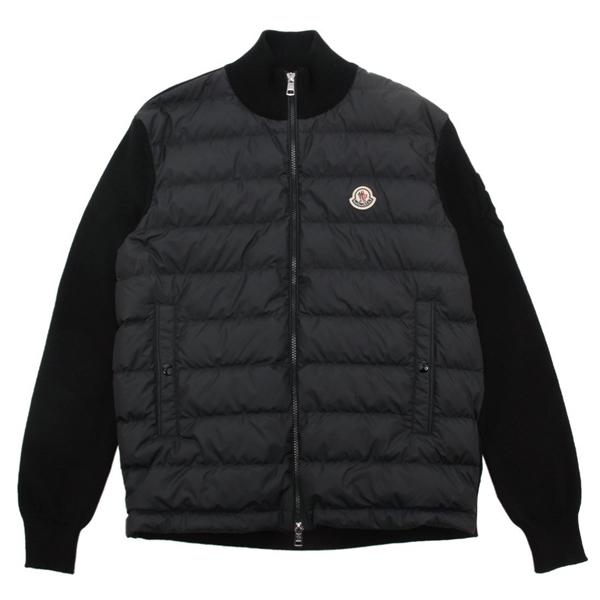 モンクレール ダウン ジップアップ カーディガン ニットダウン アイコンパッチ ニット切替 ブラック メンズ MONCLER 9B00020 M1115 999の画像