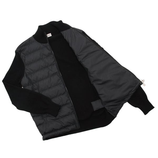 モンクレール ダウン ジップアップ カーディガン ニットダウン アイコンパッチ ニット切替 ブラック メンズ MONCLER 9B00020 M1115 999の画像