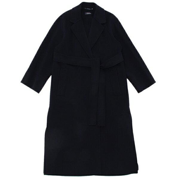 【美品】マックスマーラ スタンドカラー 比翼 ロングコート ダークネイビー XL Max Mara マックスマーラ コート アガタ ネイビー レディース