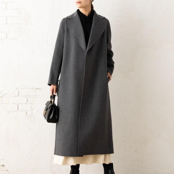 WEEKEND Max Mara シルク シャツ ワンピース コート ベルト付き 美品 マックスマーラ シャツワンピース ブラック ベルト付 マキシ丈