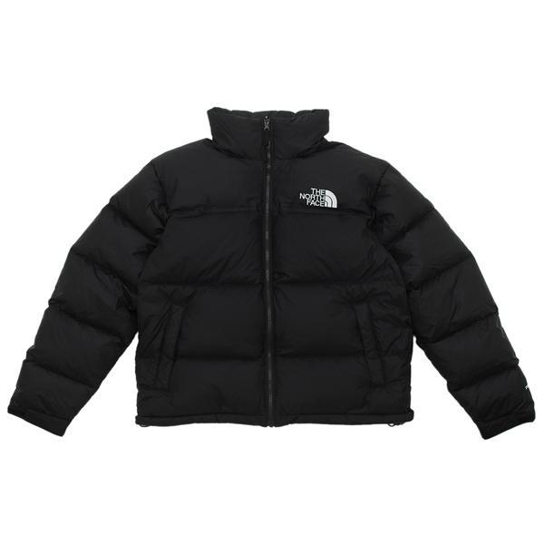 未使用 THE NORTH FACE ブラックダウンジャケット 海外製 THE NORTH FACE (ザ ノースフェイス) ロゴ刺繍 フード フルジップ