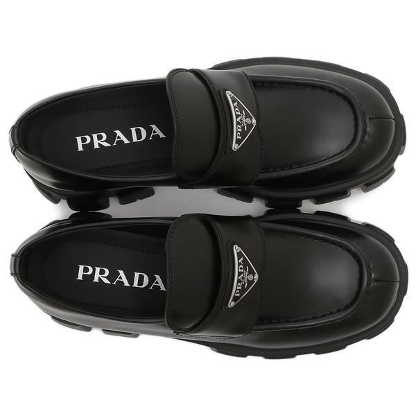 プラダ ローファー オックスフォード モノリスブラッシュドレザーローファー ブラック レディース PRADA 1D649M F B4L F0002  シューズ