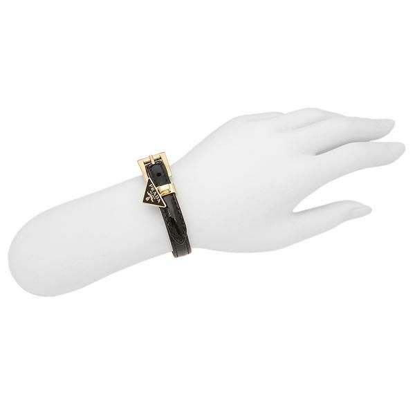 PRADA プラダ ブレスレット バングル 三角ロゴ ブラック M サフィアーノ PRADA プラダ ブレスレット バングル 三角ロゴ ブラック M