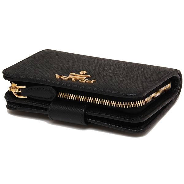 プラダ 二つ折り財布 サフィアーノ ブラック レディース PRADA 1ML018 QWA F0002の画像