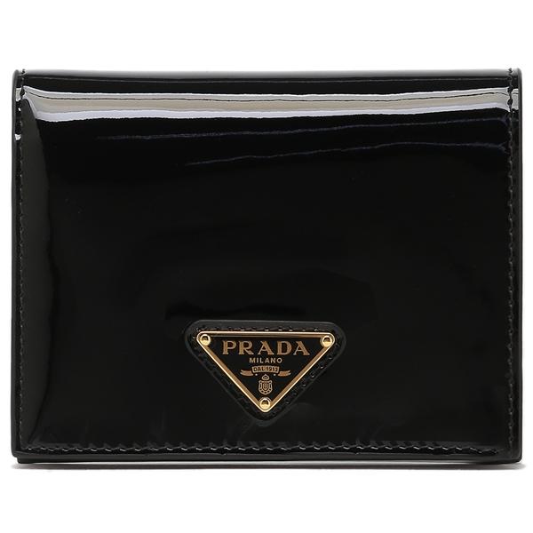PRADA プラダ 二つ折り財布 トライアングルロゴ ブラック レッド PRADA プラダ 二つ折り財布 トライアングルロゴ ブラック レッド