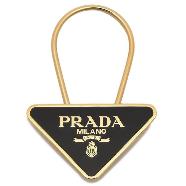 新品未使用✨PRADA プラダ キーホルダー　イエロー　三角ロゴプレート PRADA（プラダ） キーホルダー トライアングル キーリング ブラック