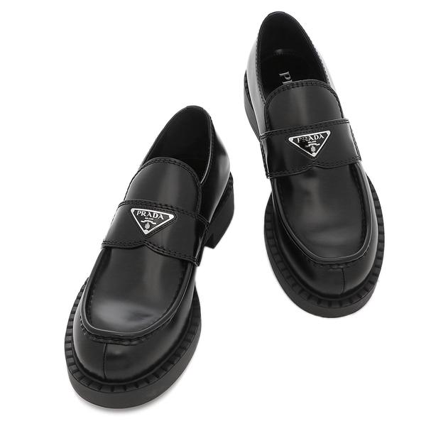 プラダ ローファー 靴 チョコレートブラッシュドレザー ブラック メンズ PRADA 2DE127 055 F0002の画像