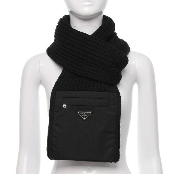 PRADA（プラダ） マフラー ロゴプレート カシミヤ ポケット付き