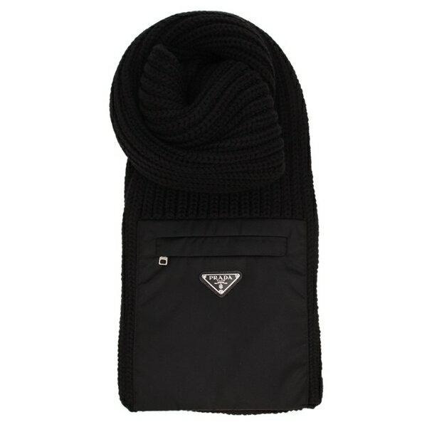 PRADA（プラダ） マフラー ロゴプレート カシミヤ ポケット付き